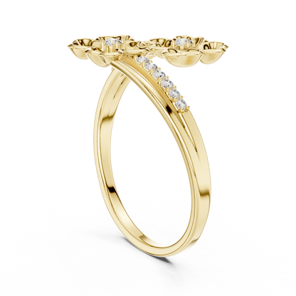 Dual Flower Bypass Split Pave Shank Lab Ring - View 5