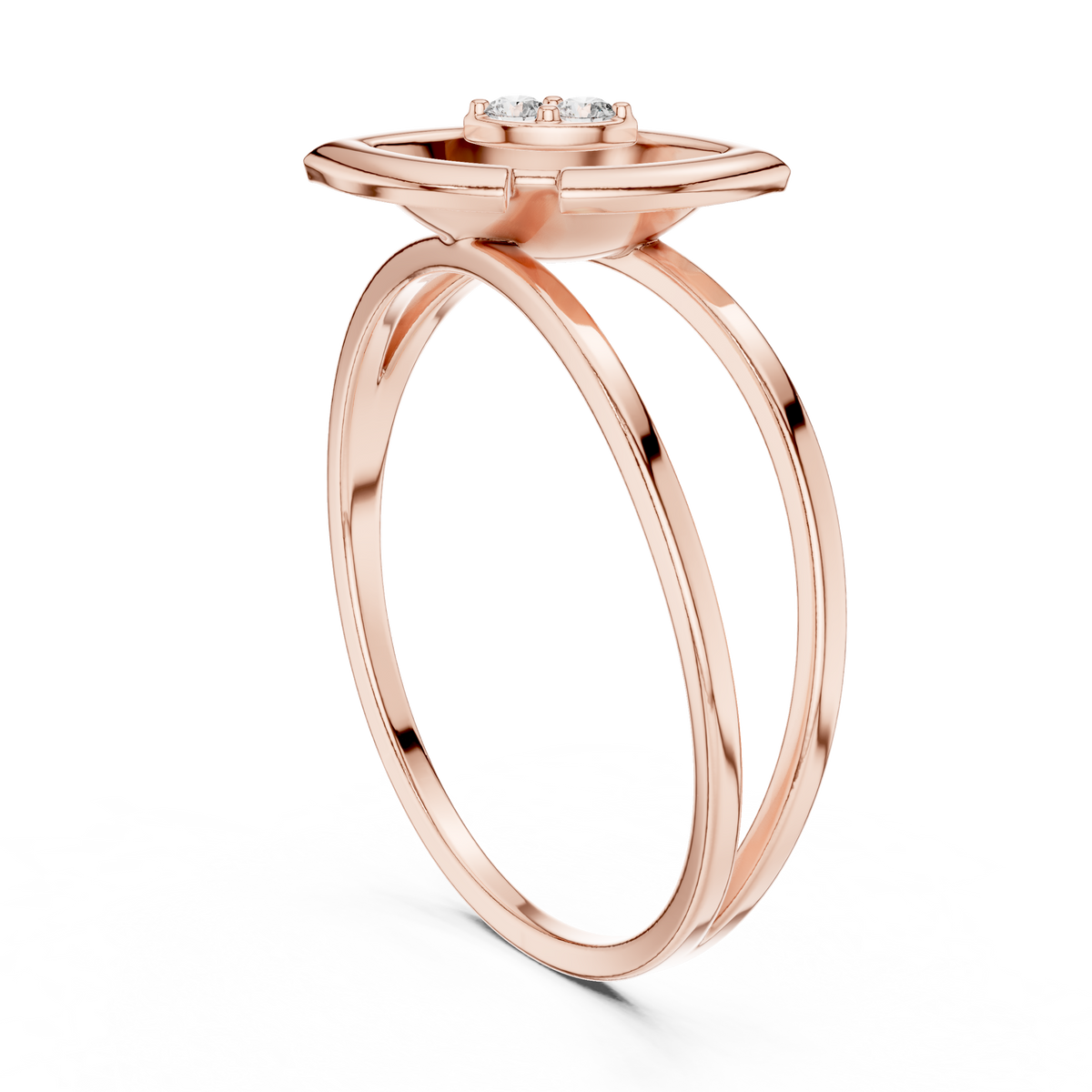 leaf solitaire ring with bezel set lab round diamond accent - view 6