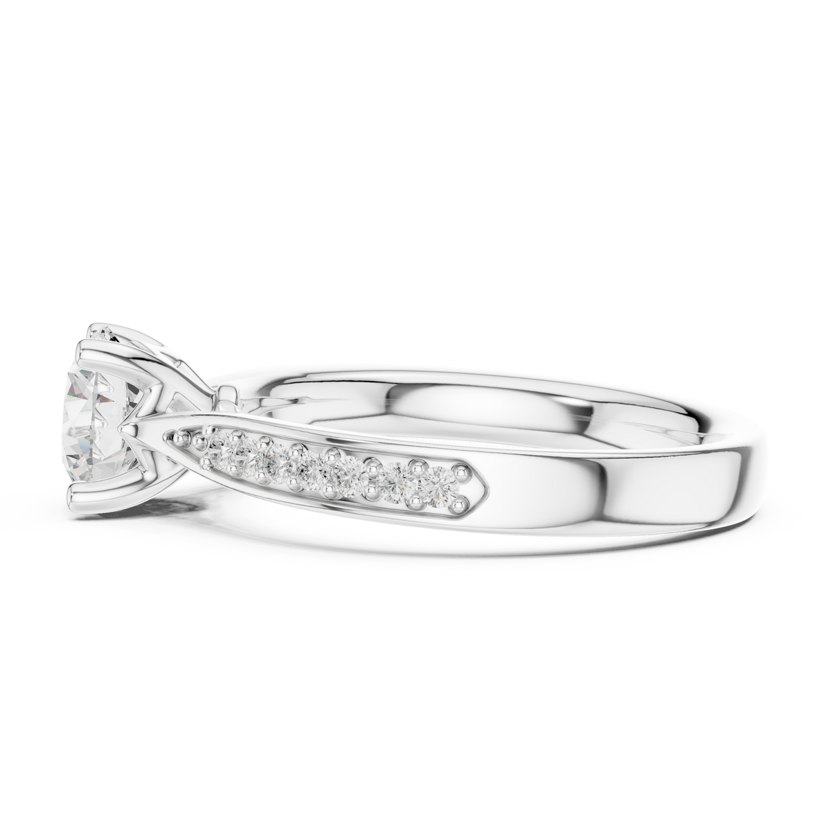 round lab diamond pave solitaire engagement ring - view 9