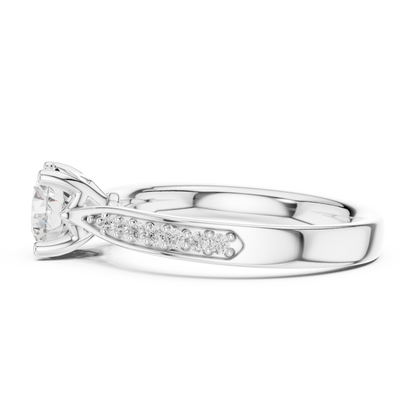 Round Lab Diamond Pave Solitaire Engagement Ring - View 9