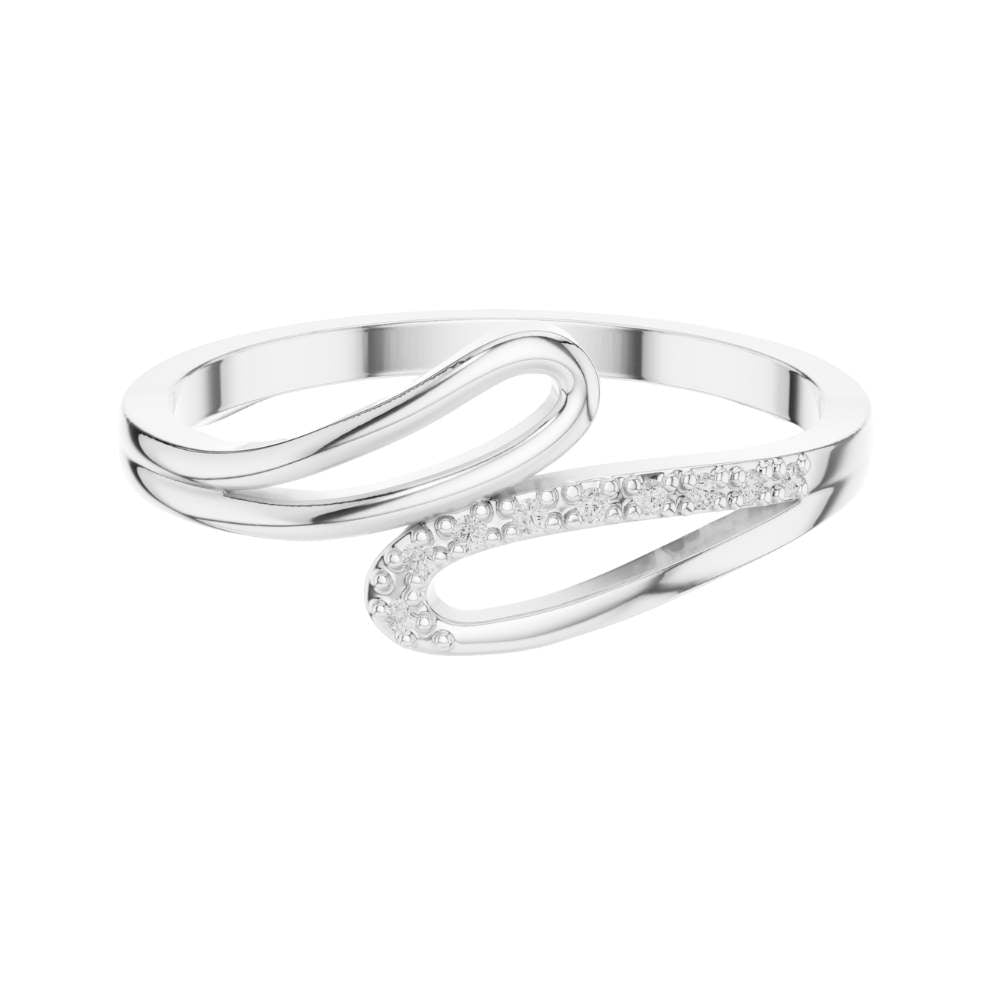 open swirl round lab diamond pave ring - view 3
