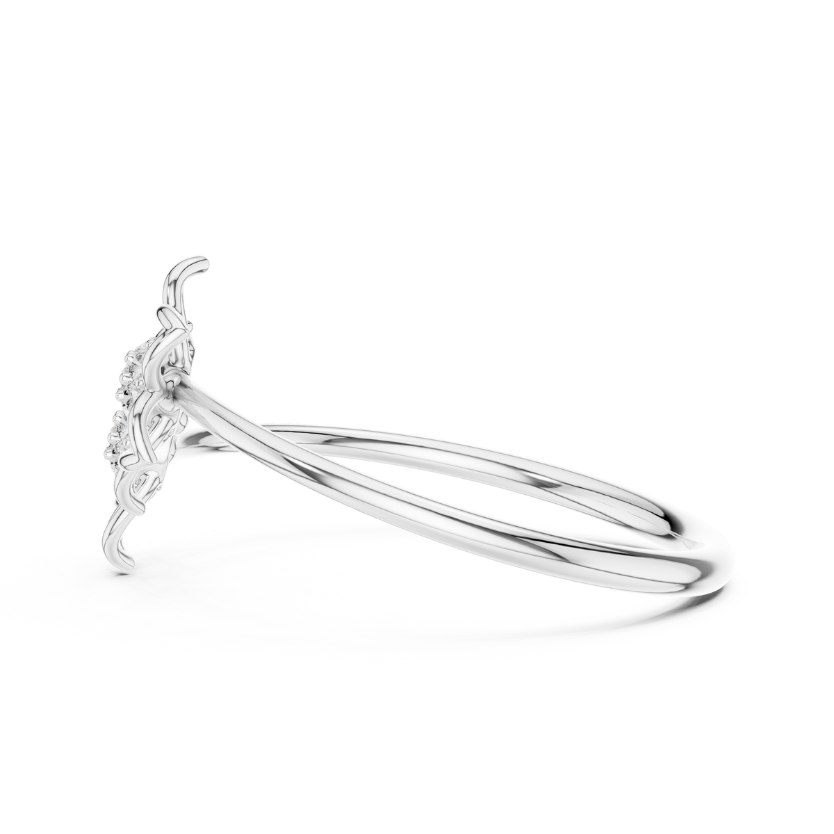 Double Flower Round Lab Diamond Openwork Floral Ring - View 10