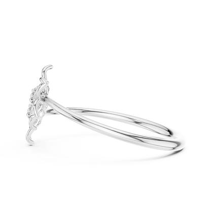 Double Flower Round Lab Diamond Openwork Floral Ring - View 10