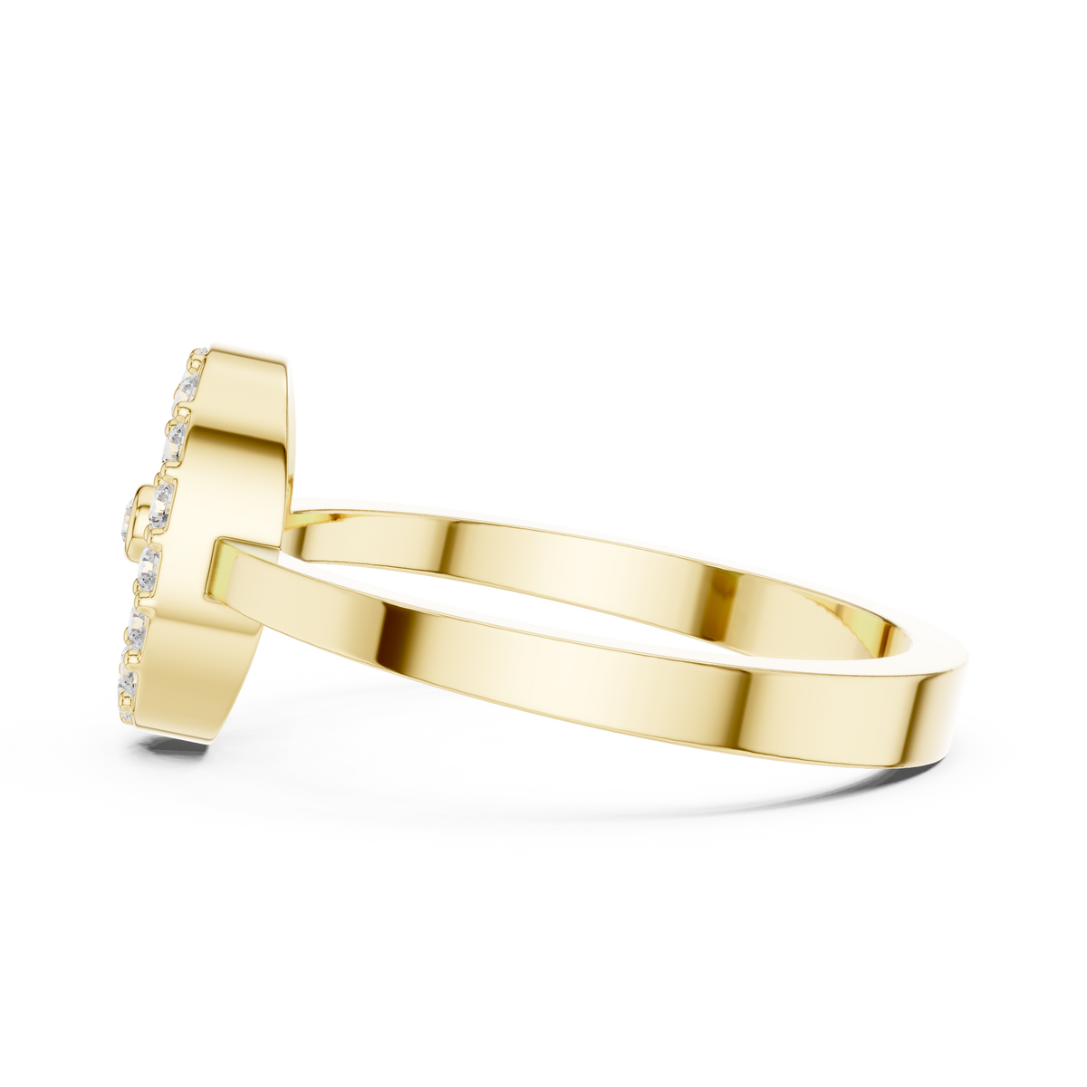 Open Oval Shape Halo Round Lab Diamond Statement Ring - View 10