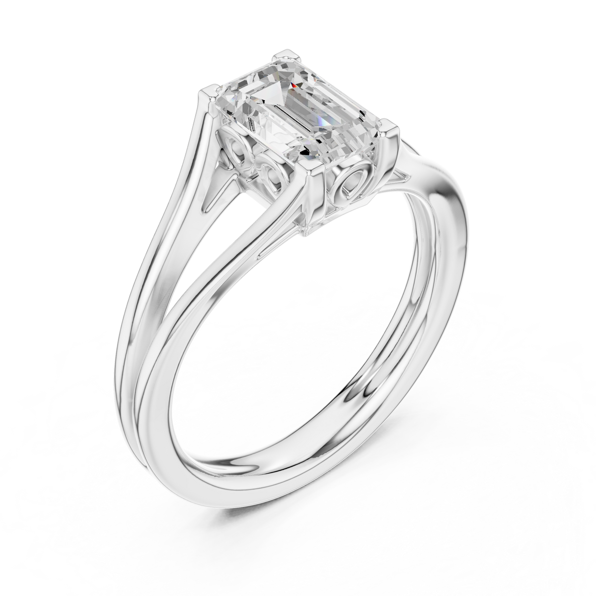 emerald cut split shank lab diamond solitaire engagement ring - view 6
