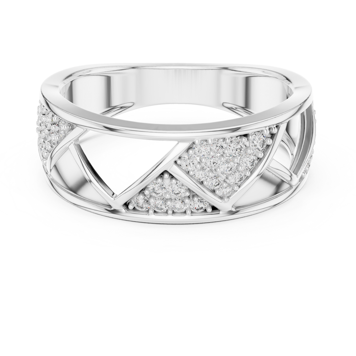 Round Cut Lab Grown Diamond Men's Triangular Pave Pattern Statement Ring - View 3