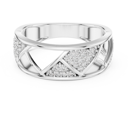 Round Cut Moissanite Diamond Men's Triangular Pave Pattern Statement Ring - View 3