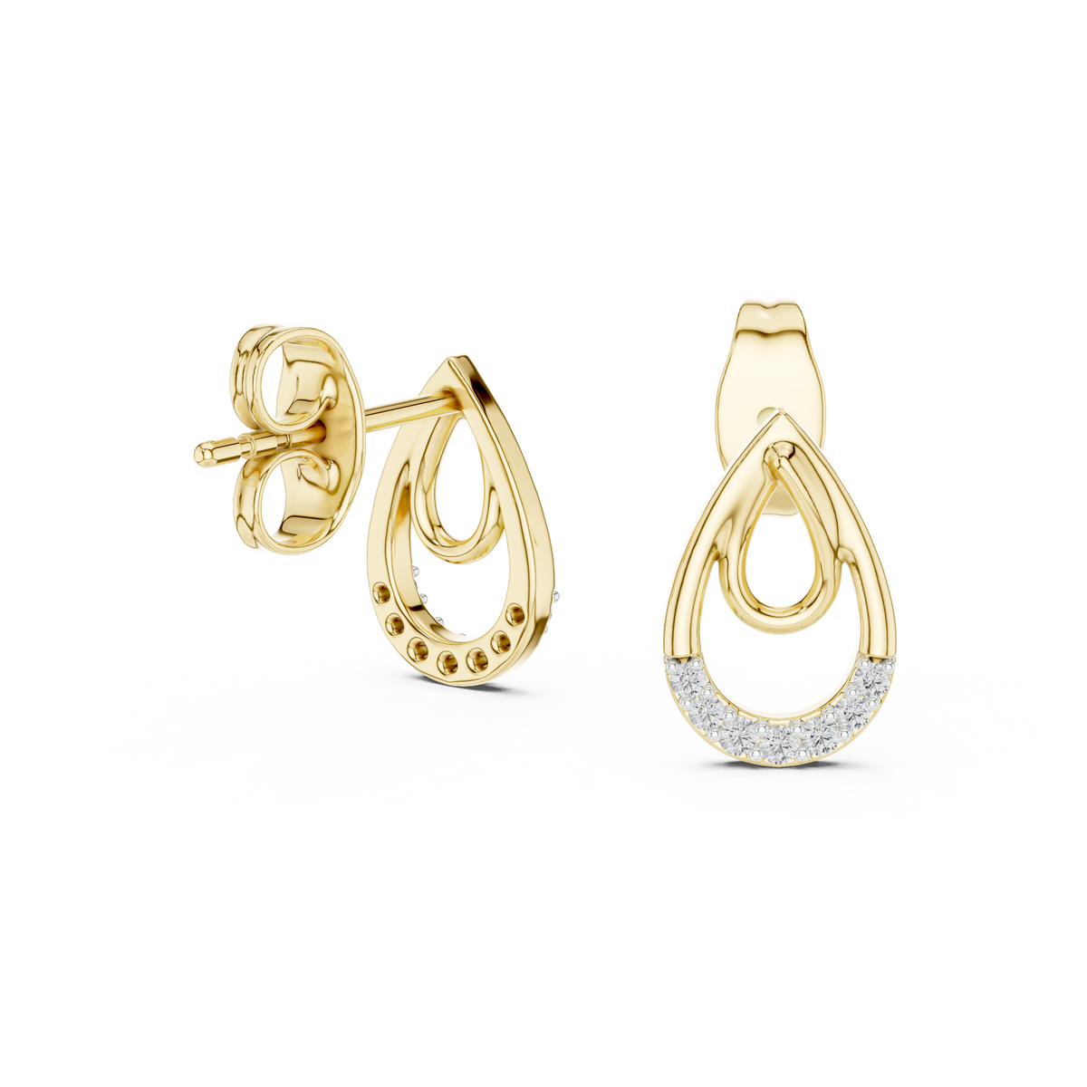 iconic loop round lab diamond stud earrings with interlinked teardrop elegance - view 7