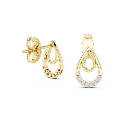 Iconic Loop Round Lab Diamond Stud Earrings with Interlinked Teardrop Elegance - View 7