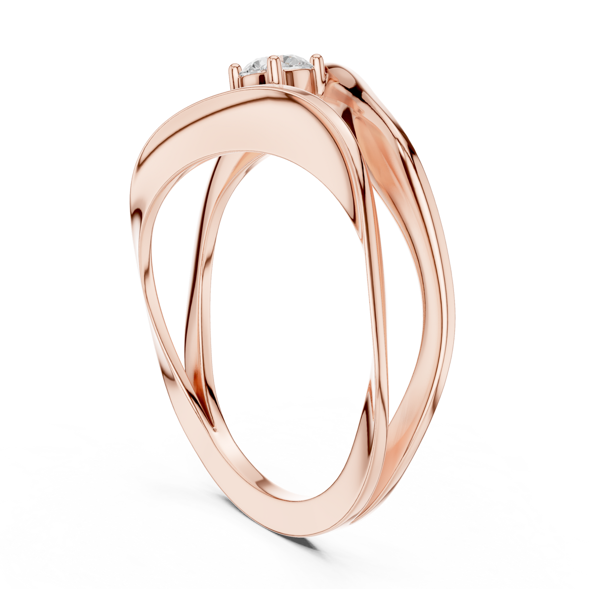 round solitaire twisted sculpted split band lab grown ring - view 2