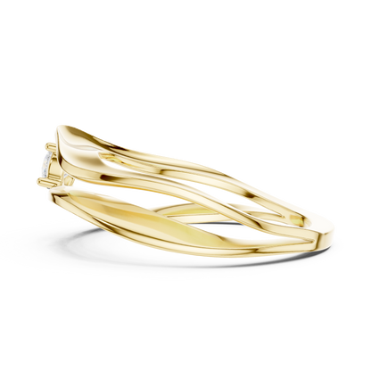 Round Solitaire Twisted Sculpted Split Band Lab Grown Ring - View 10