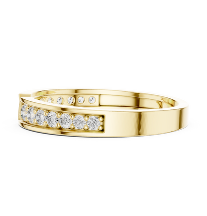 Round Cut Open Chevron Lab Diamond Stackable Wedding Band - View 7