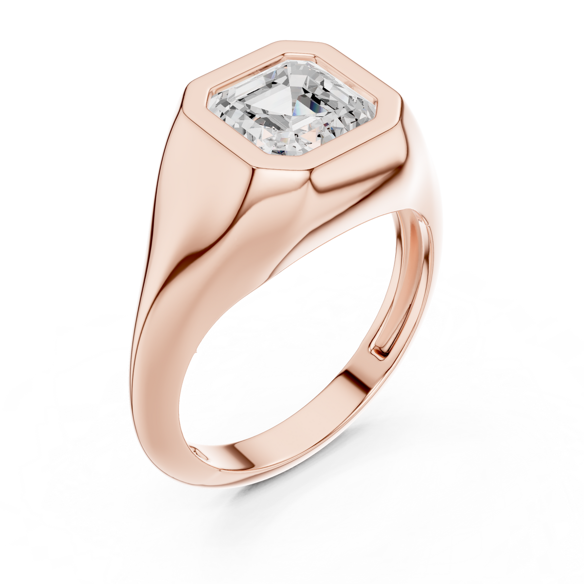 Handcrafted Asscher Cut Lab Diamond Ring With Bezel Setting - View 8