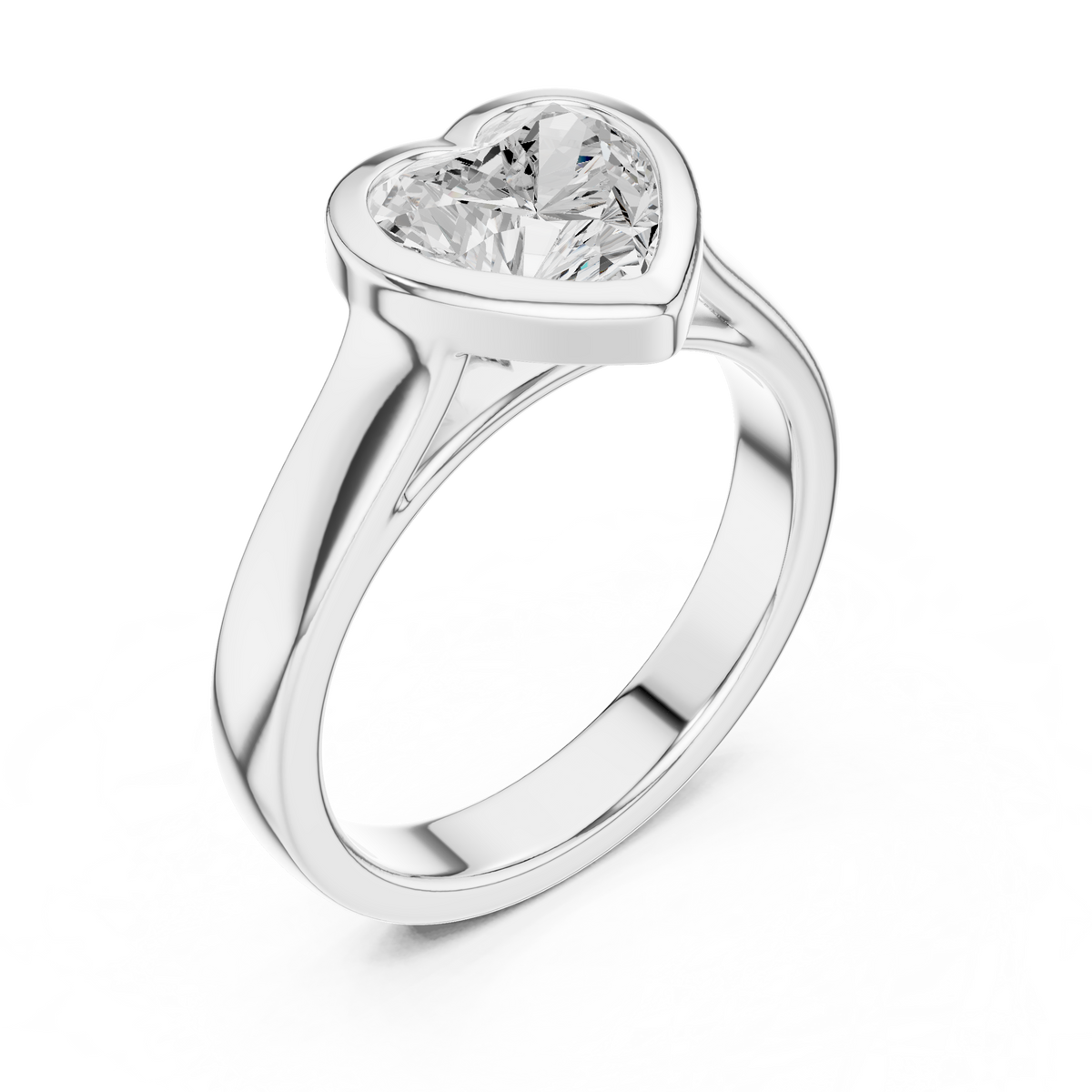 heart cut solitaire cathedral lab diamond ring - view 8