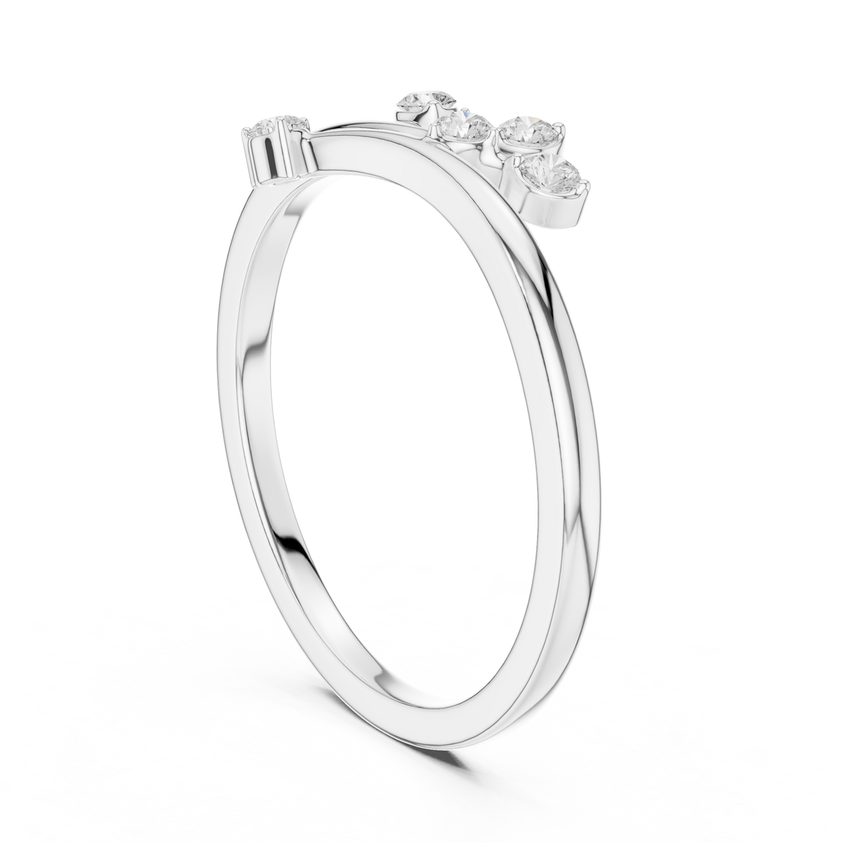 lab grown diamond leaf branch open bypass ring - view 9
