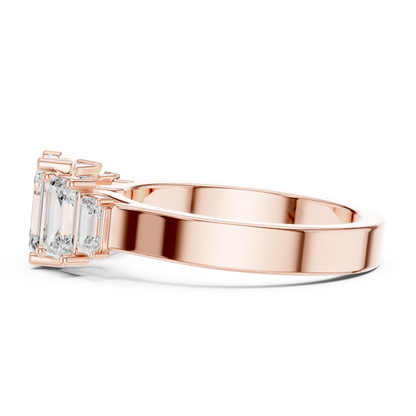 Five Stone Emerald Cut Lab Diamond Anniversary Ring - View 8