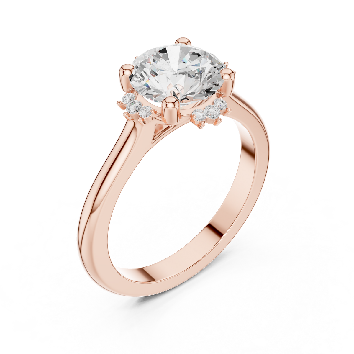 round brilliant three stone moissanite diamond ring - view 8