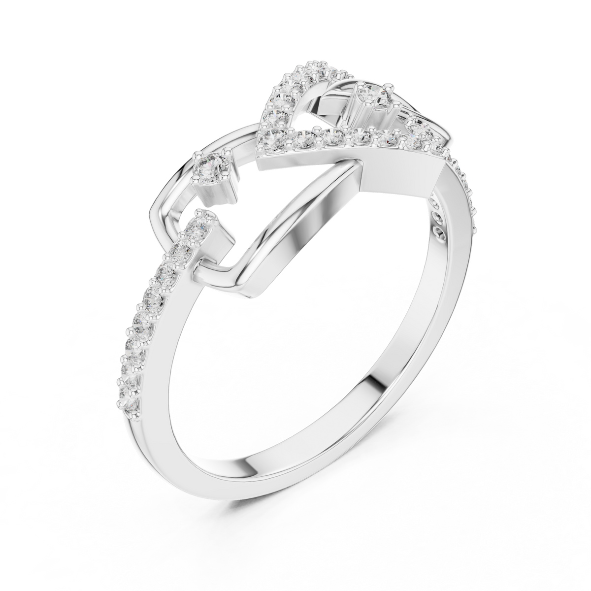 open trillion shape pave lab diamond wedding ring - view 8