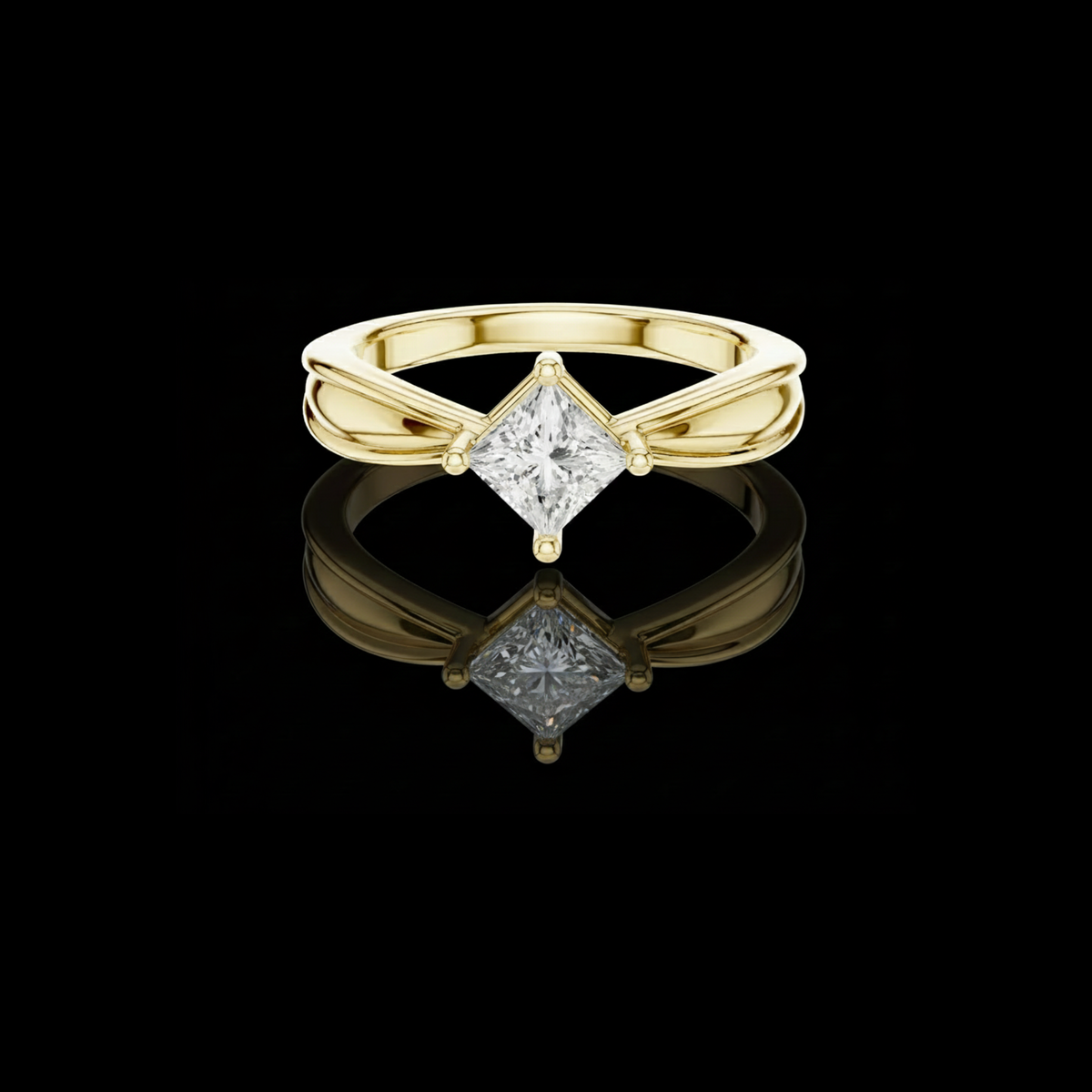 princess cut split shank lab diamond solitaire engagement ring