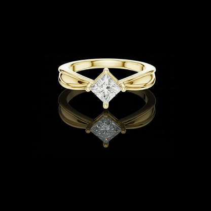 Princess Cut Split Shank Lab Diamond Solitaire Engagement Ring
