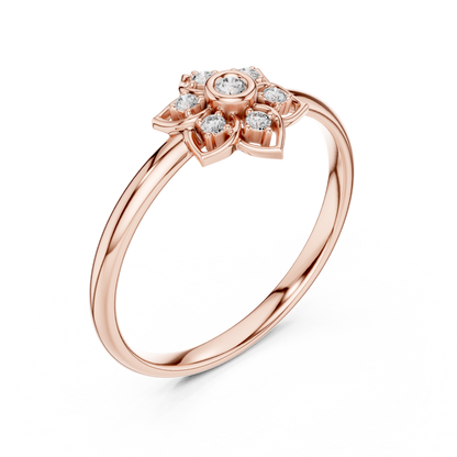 Round Cut Lab Diamond Floral Cluster Split Shank Ring - View 5