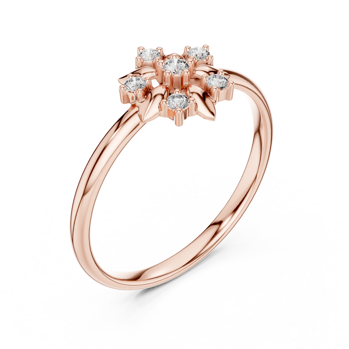 round lab diamond floral cluster delicate ring - view 3