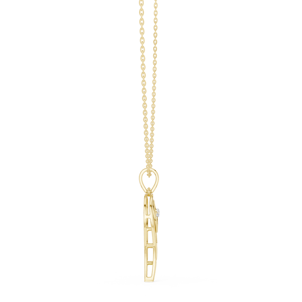 abstract spiritual silhouette charm pendant with round lab grown diamond - view 4