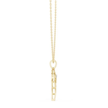 Abstract Spiritual Silhouette Charm Pendant with Round Lab Grown Diamond - View 4