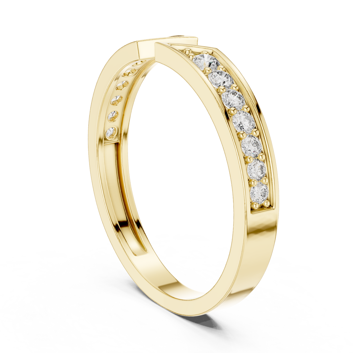 round cut open chevron lab diamond stackable wedding band - view 10