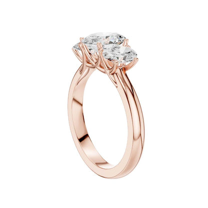 Exclusive Three Stone Oval Lab Diamond Ring - View 11