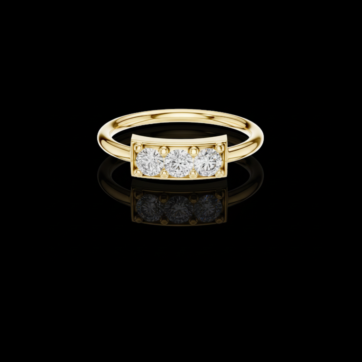 round three stone lab diamond minimalist ring