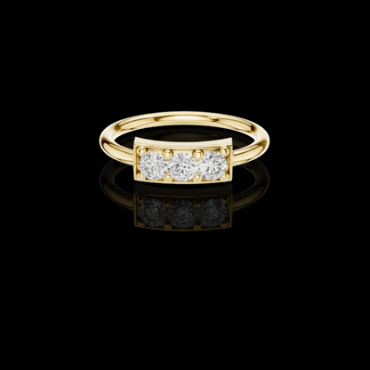 Round Three Stone Lab Diamond Minimalist Ring