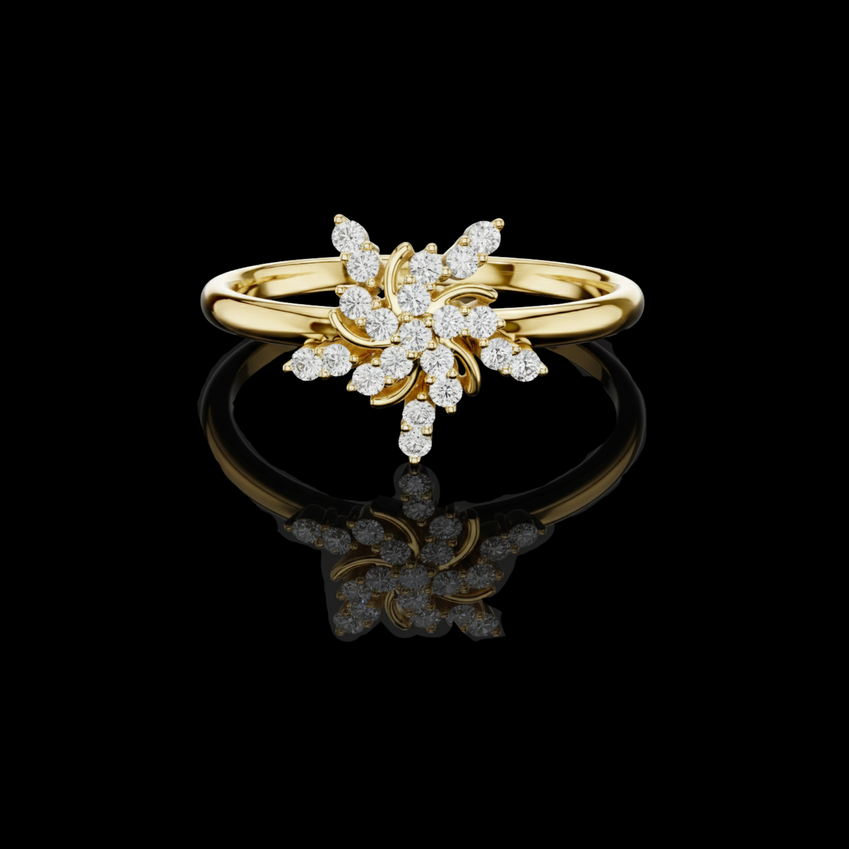 Floral Cluster Round Cut Lab Diamond Statement Ring