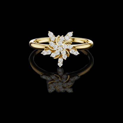 Floral Cluster Round Cut Lab Diamond Statement Ring