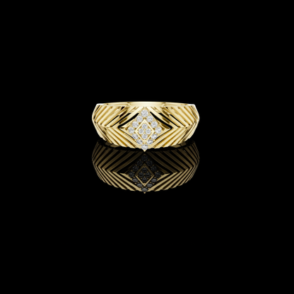 Round Moissanite Diamond Pavé Chevron Statement Ring