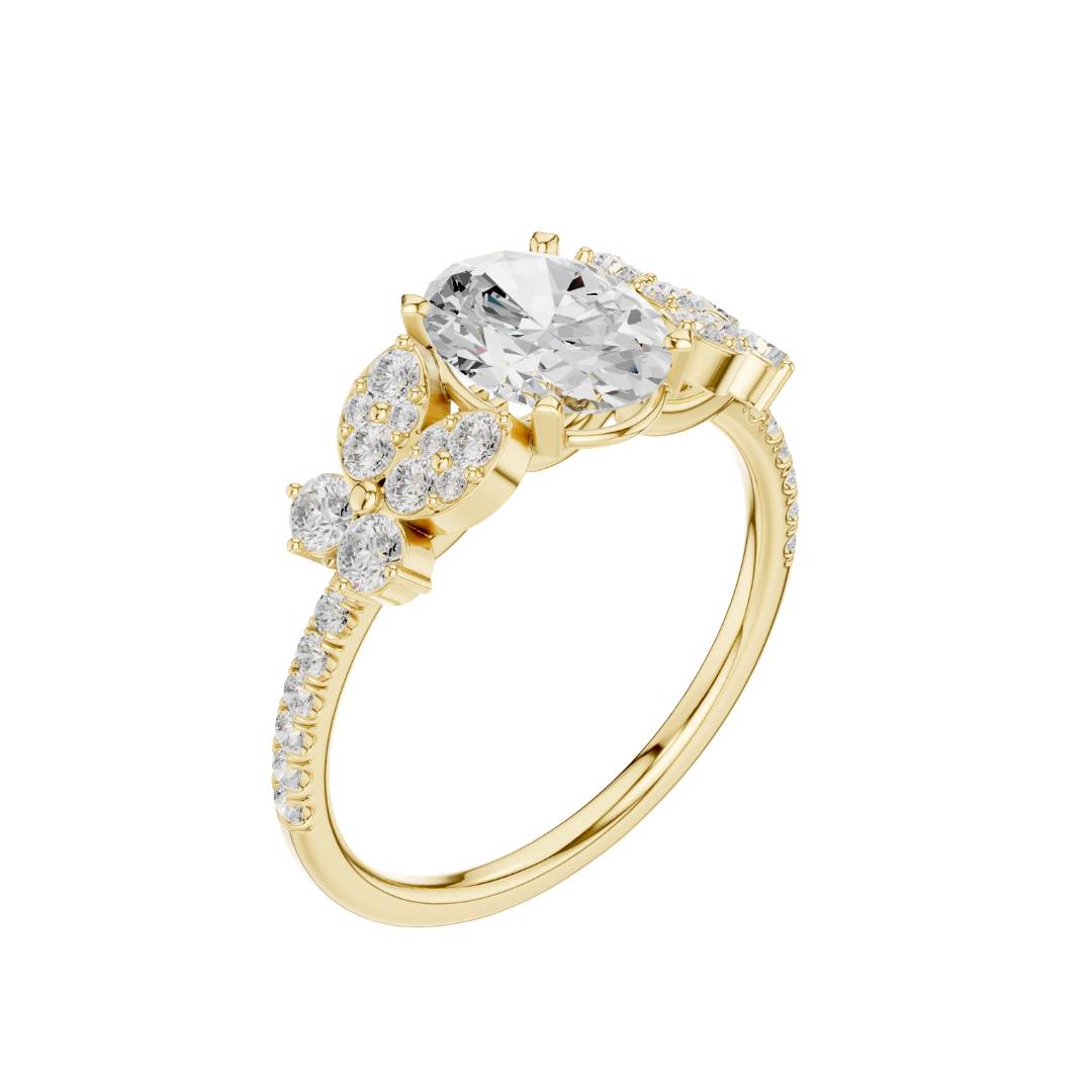 oval lab diamond cluster setting engagement ring - view 4