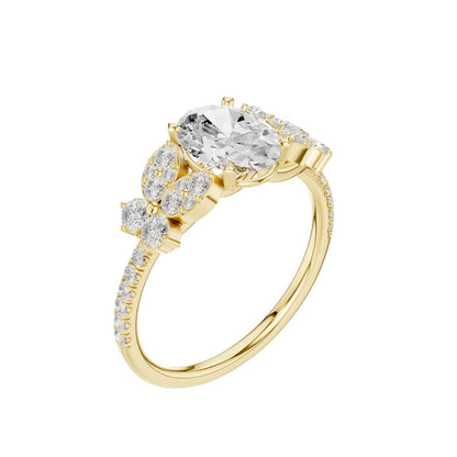 Oval Lab Diamond Cluster Setting Engagement Ring - View 4