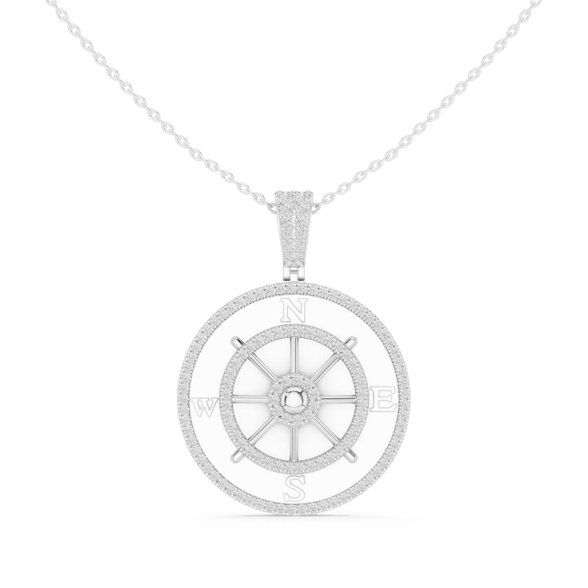directional wheel pattern statement charm featuring round moissanite diamond - view 3