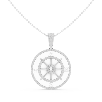 Directional Wheel Pattern Statement Charm Featuring Round Moissanite Diamond - View 3