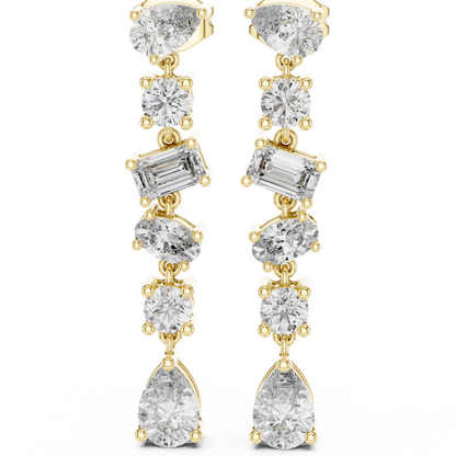 Multi Shape Mixed Cut Moissanite Diamond Linear Drop Earrings Asymmetric Dangle Design - View 8