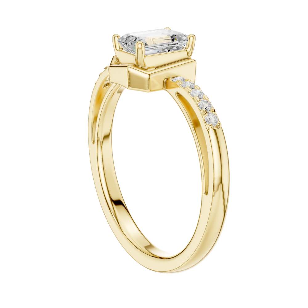 emerald cut lab diamond ring with classic bezel setting - view 10