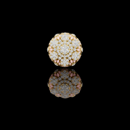 Round Lab Diamond Floral Cocktail Statement Ring
