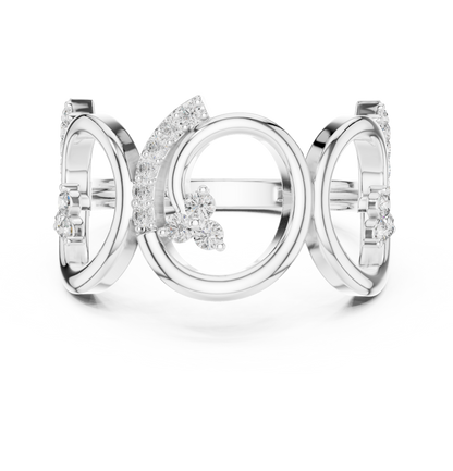 Open Circle Pavé Round Moissanite Diamond Geometric Statement Ring - View 3
