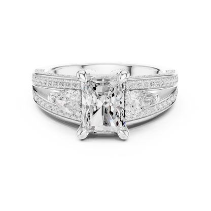 Radiant Three Stone Split Shank Lab Diamond Ring - View 3