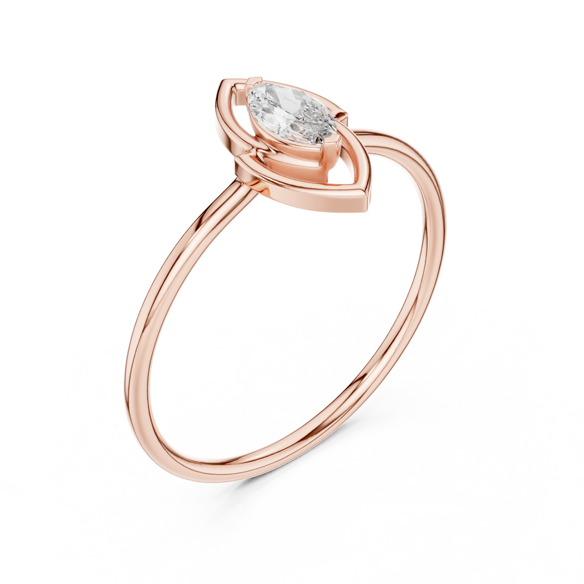 minimalist marquise solitaire lab diamond ring - view 6
