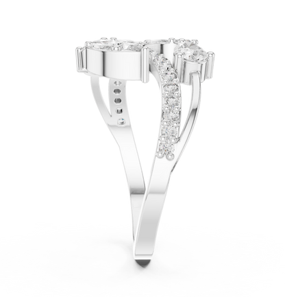 Pear Cut Moissanite Diamond Bypass Cluster Statement Ring - View 9