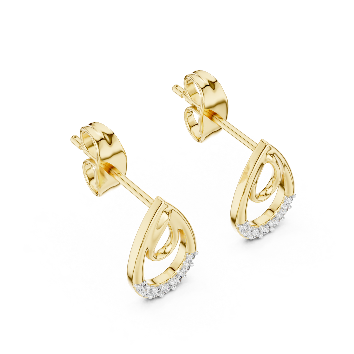 Iconic Loop Round Lab Diamond Stud Earrings with Interlinked Teardrop Elegance - View 4