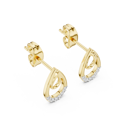 Iconic Loop Round Lab Diamond Stud Earrings with Interlinked Teardrop Elegance - View 4