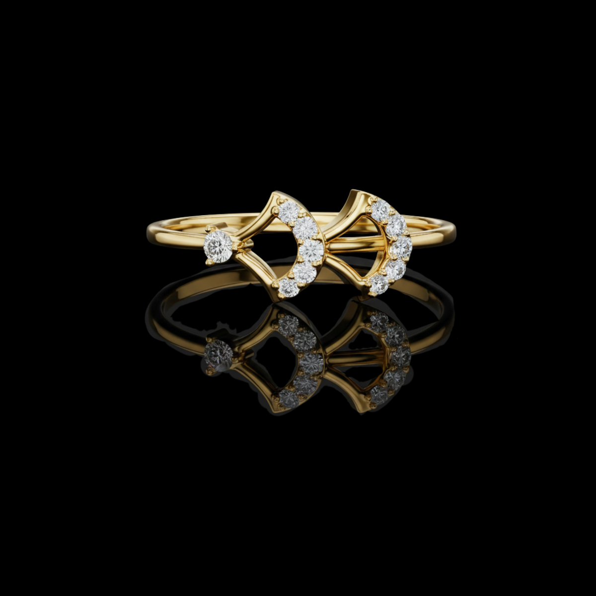Geometric Open Double Chevron Lab Diamond Stackable Engagement Ring