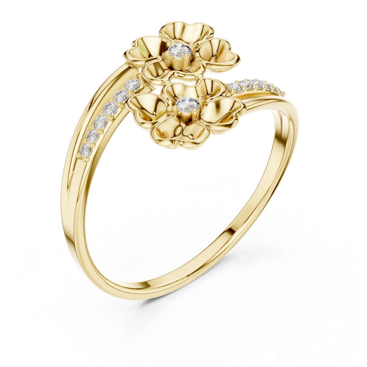dual flower bypass split pave shank lab ring - view 2